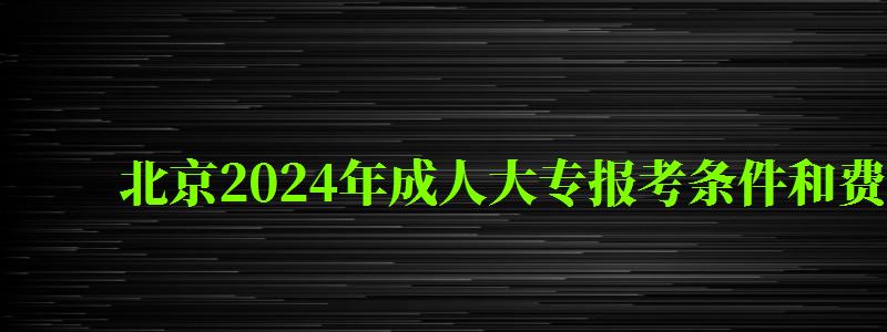 北京2024年成人大专报考条件和费用