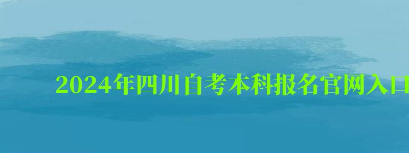 2024年四川自考本科报名官网入口